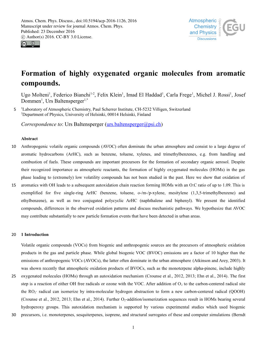 Formation of Highly Oxygenated Organic Molecules from Aromatic Compounds