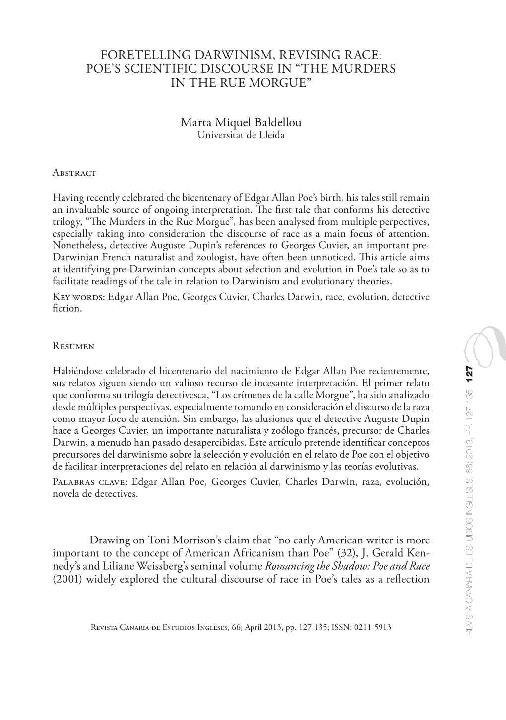 The Murders in the Rue Morgue’: Amalgamation Discourses and the Race Riots of Riots Race the and Discourses Amalgamation Morgue’:Rue the in Murders “‘The , Elise