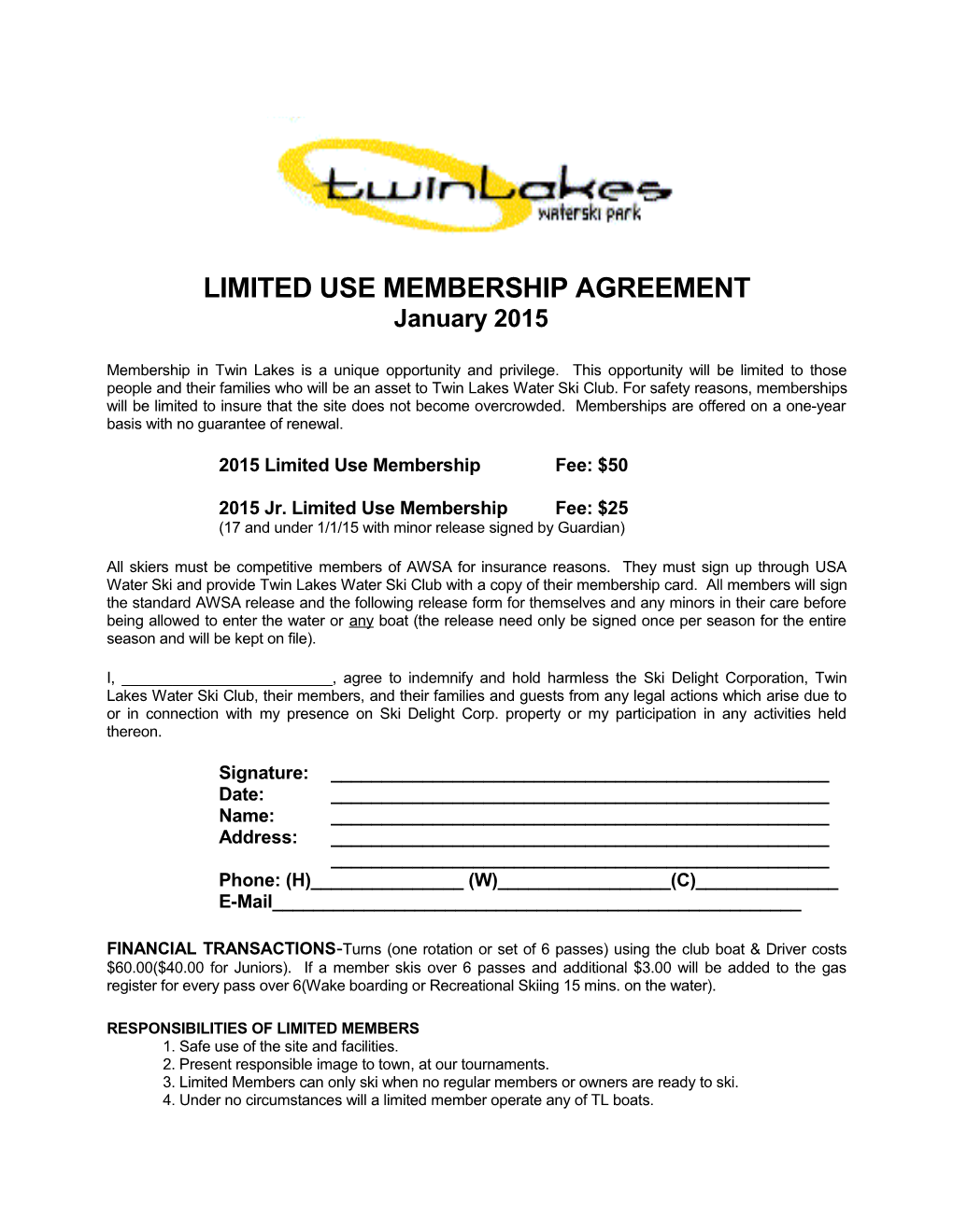 Limited Use Membership Agreement