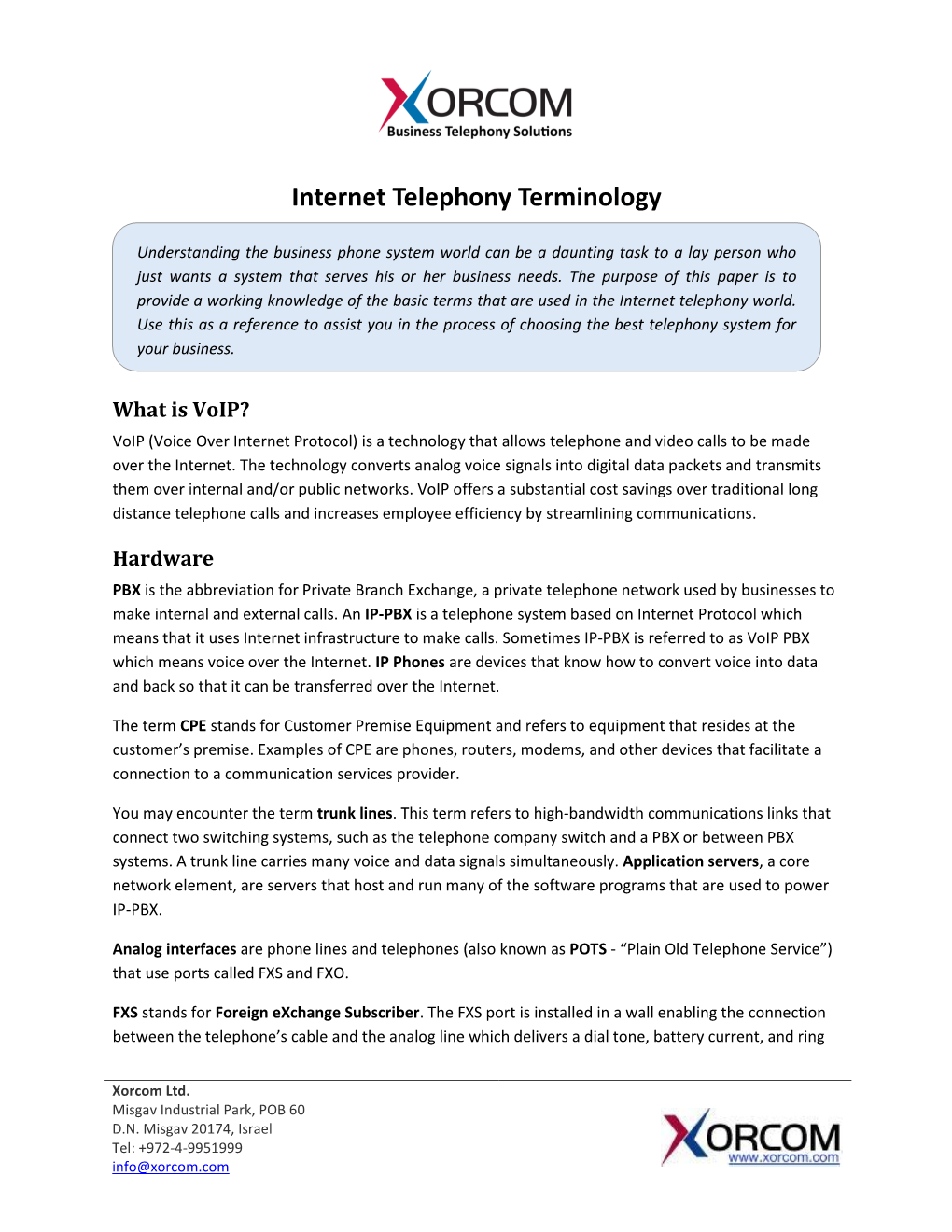 Guide to Business Telephony Terminology Page 2 of 5