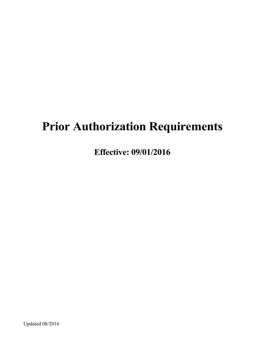 Prior Authorization Requirements