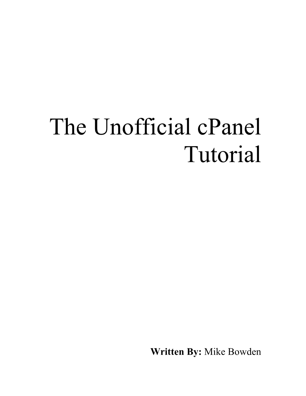 The Unofficial Cpanel Guide