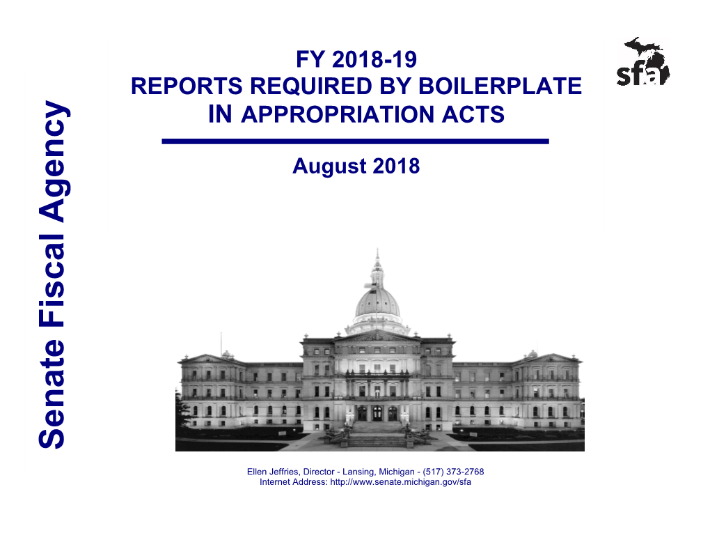 Reports Required by Boilerplate in Appropriation Acts