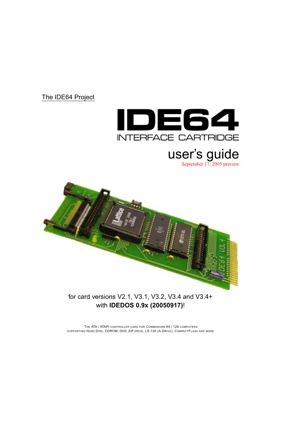 Ide64 Interface Cartridge User's Guide