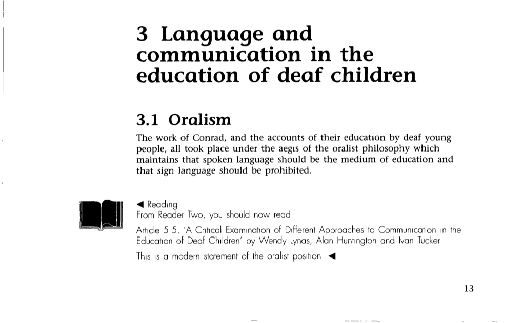 3 Language and Communication in the Education of Deaf Children