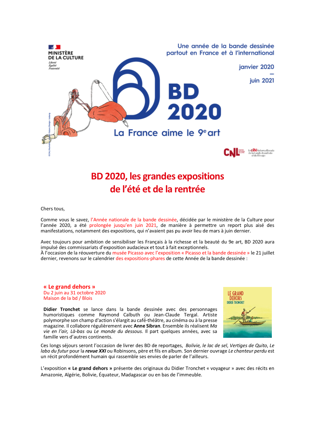 BD 2020, Les Grandes Expositions De L'été Et De La Rentrée