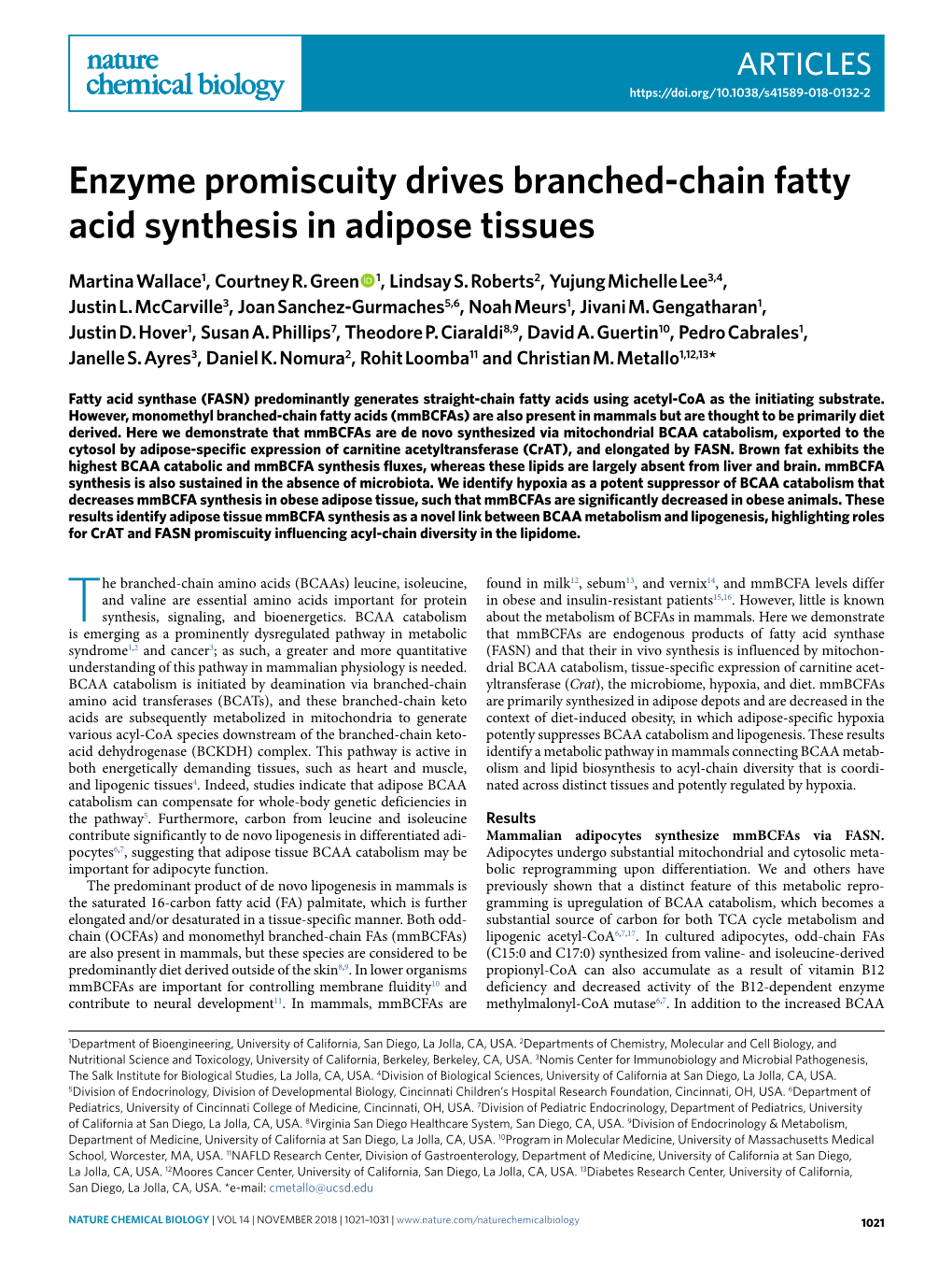 Enzyme Promiscuity Drives Branched-Chain Fatty Acid Synthesis in Adipose Tissues