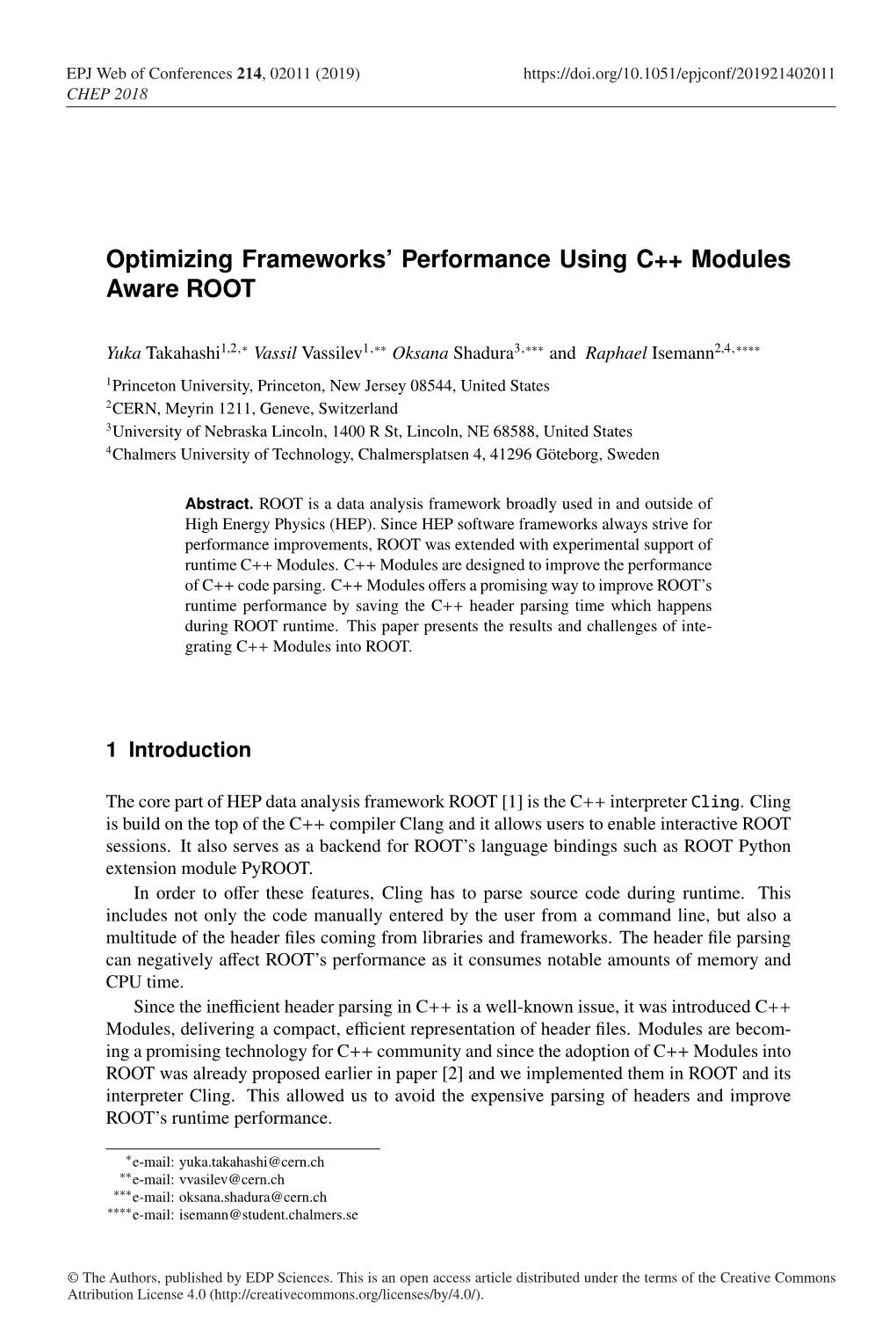 Optimizing Frameworks' Performance Using C++ Modules Aware ROOT