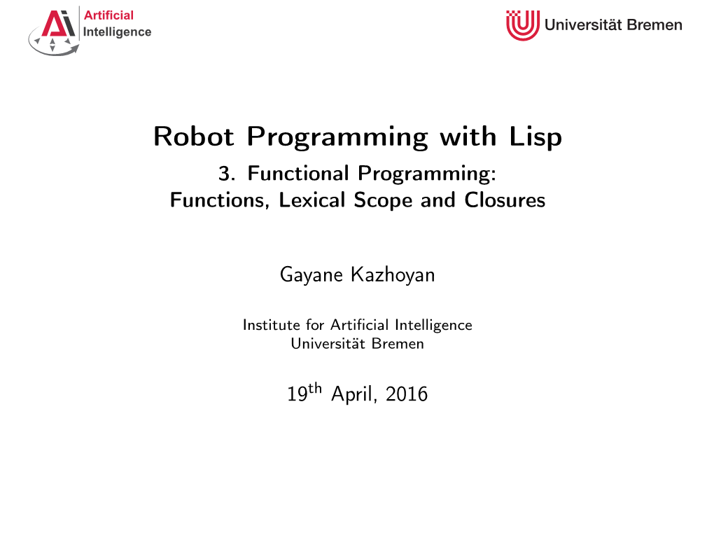 Robot Programming with Lisp 3