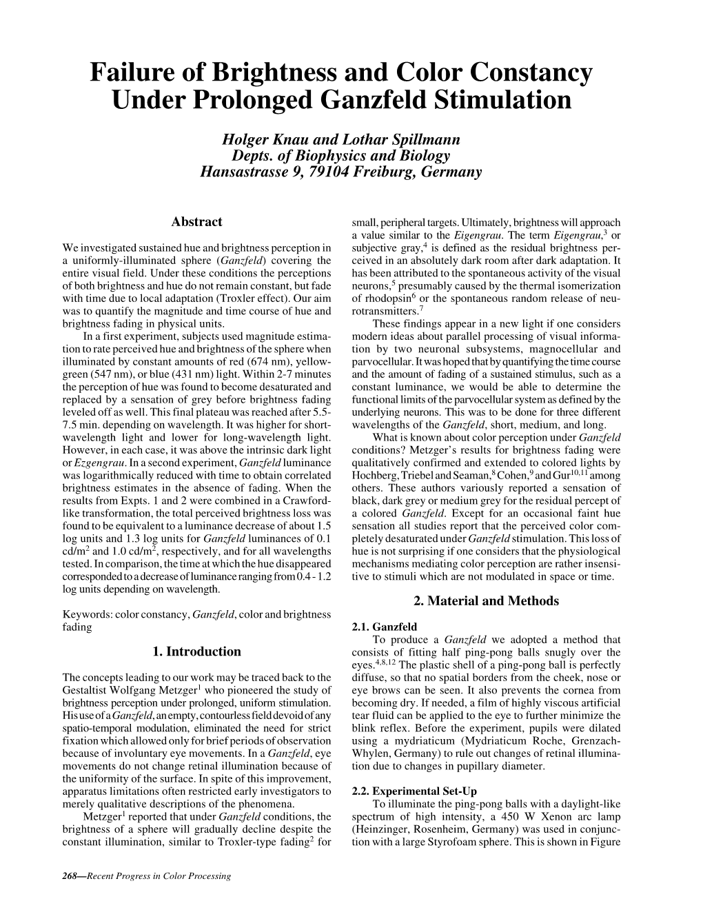 Failure of Brightness and Color Constancy Under Prolonged Ganzfeld Stimulation