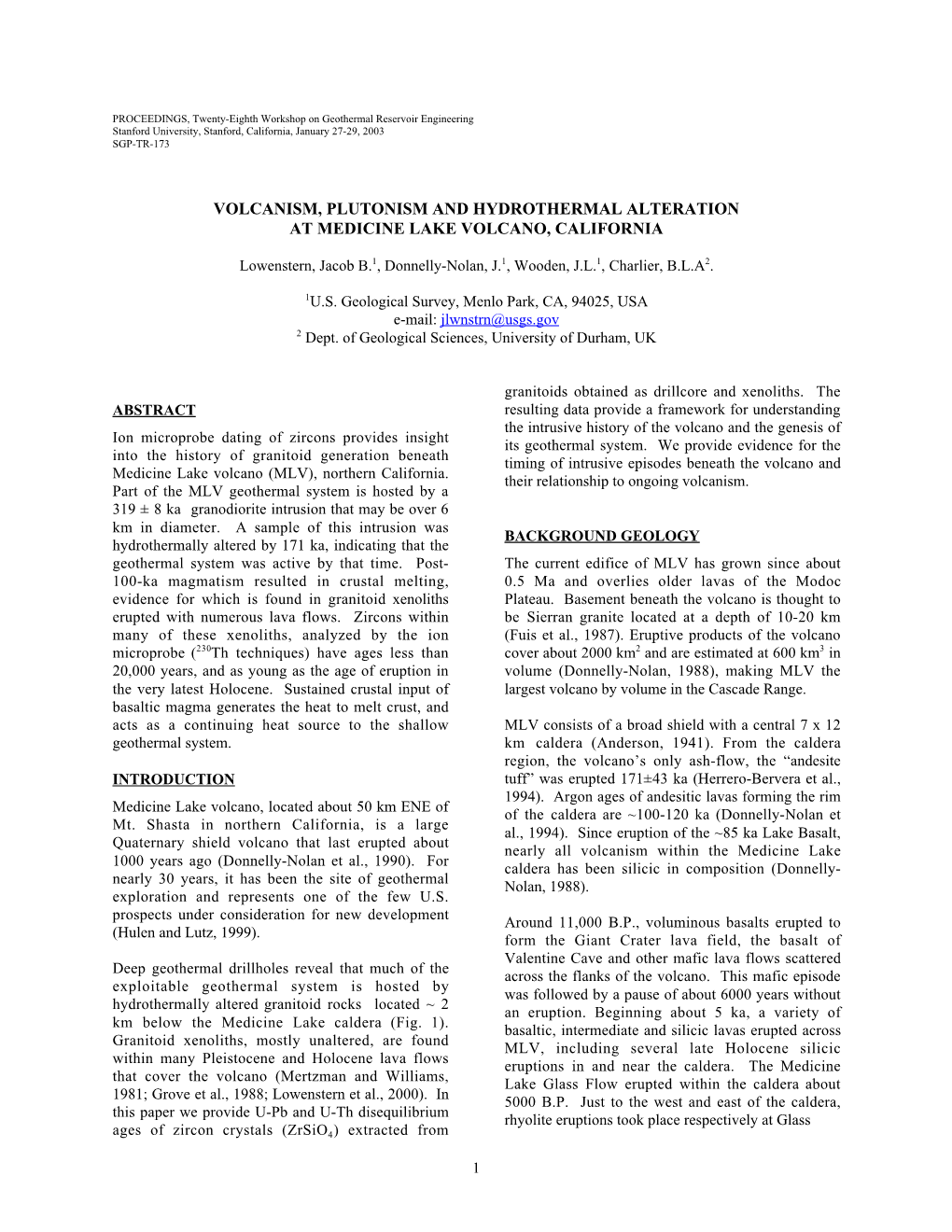 Volcanism, Plutonism and Hydrothermal Alteration at Medicine Lake Volcano, California