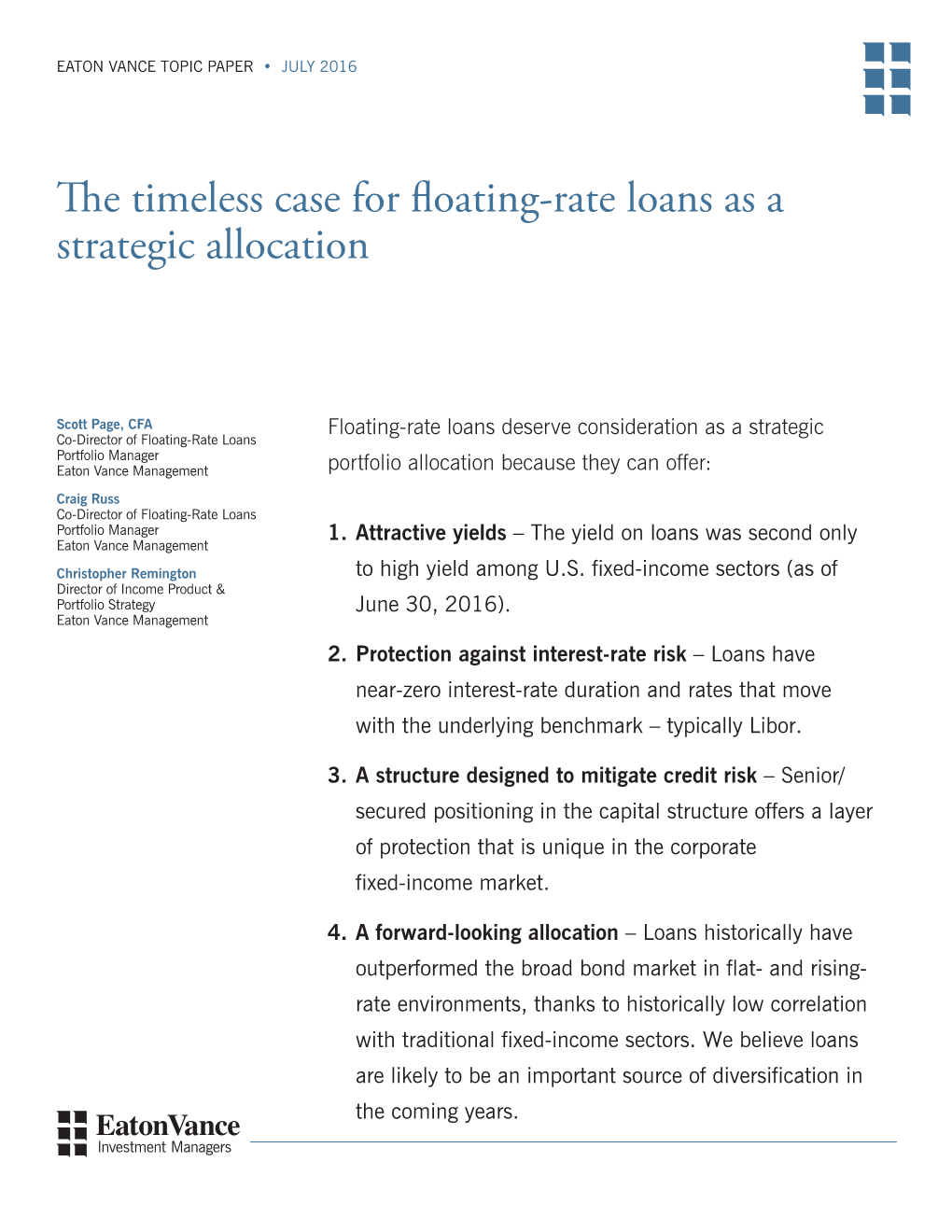 The Timeless Case for Floating-Rate Loans As a Strategic Allocation