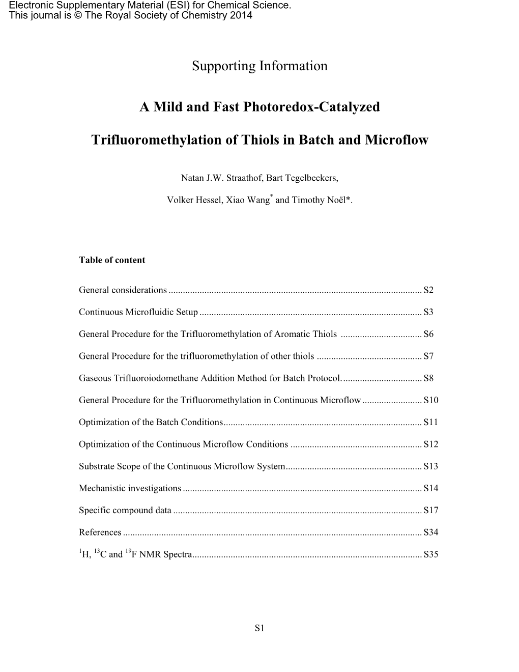 Supporting Information a Mild and Fast Photoredox-Catalyzed