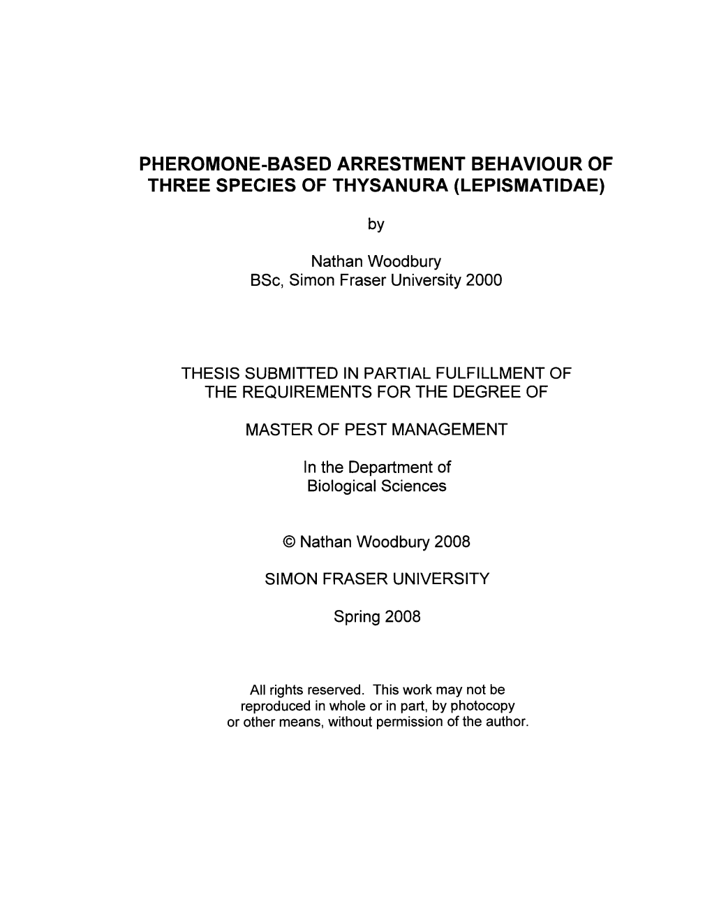 Pheromone-Based Arrestment Behaviour of Three Species of Thysanura (Lepismatidae)