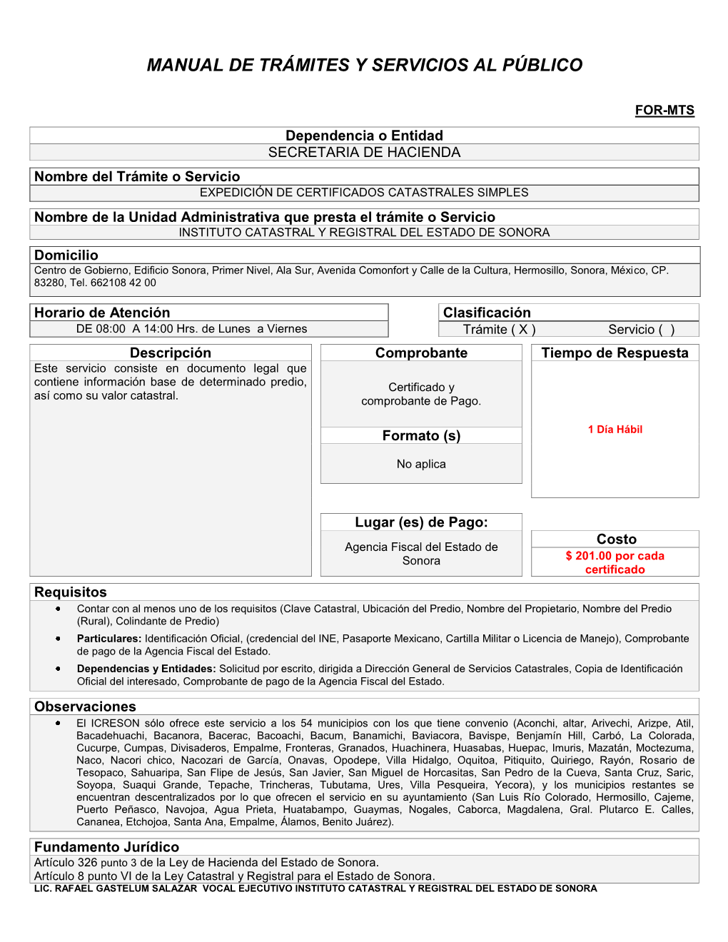 Manual De Trámites Y Servicios Al Público