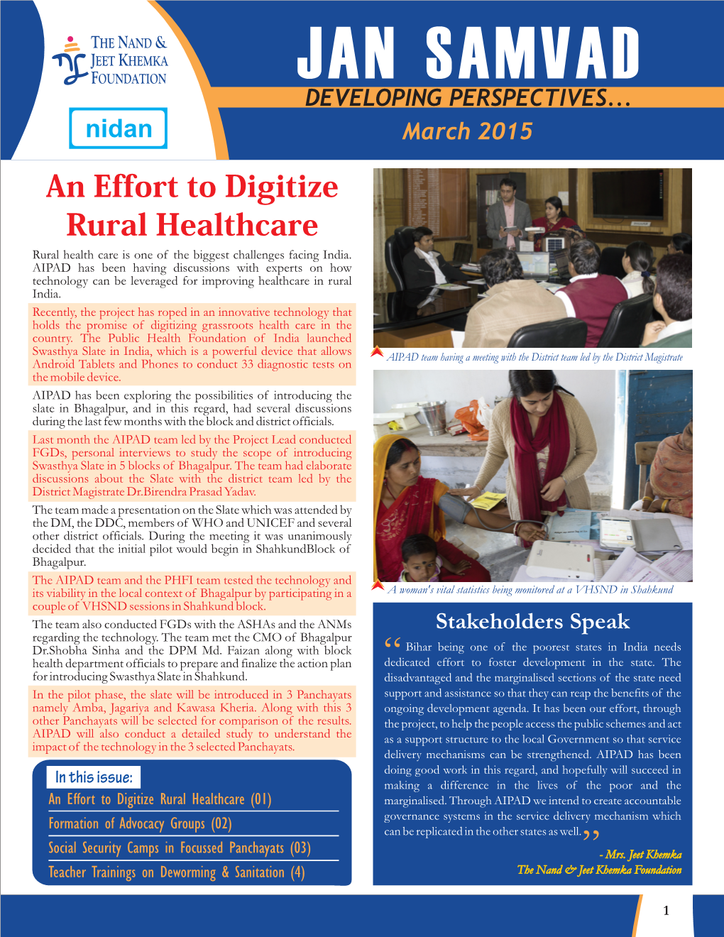 March 2015 Newsletter