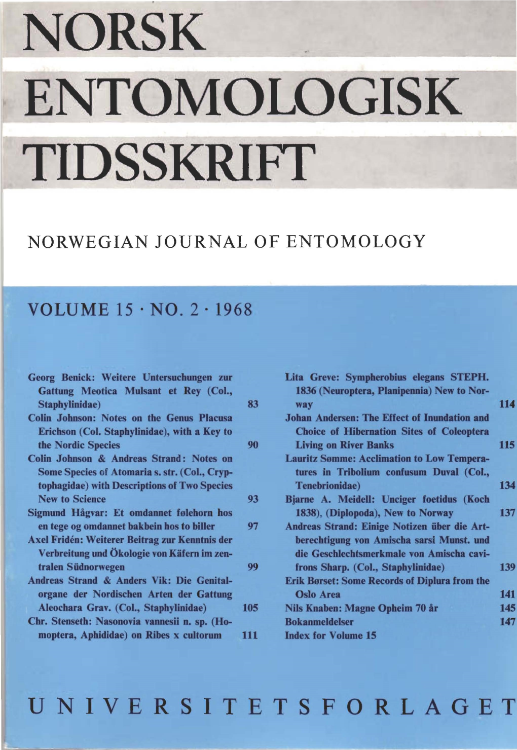 Norsk Entomologisk Tidsskrift