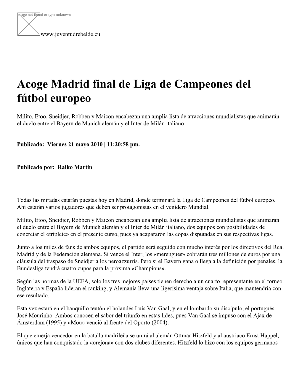 Acoge Madrid Final De Liga De Campeones Del Fútbol Europeo