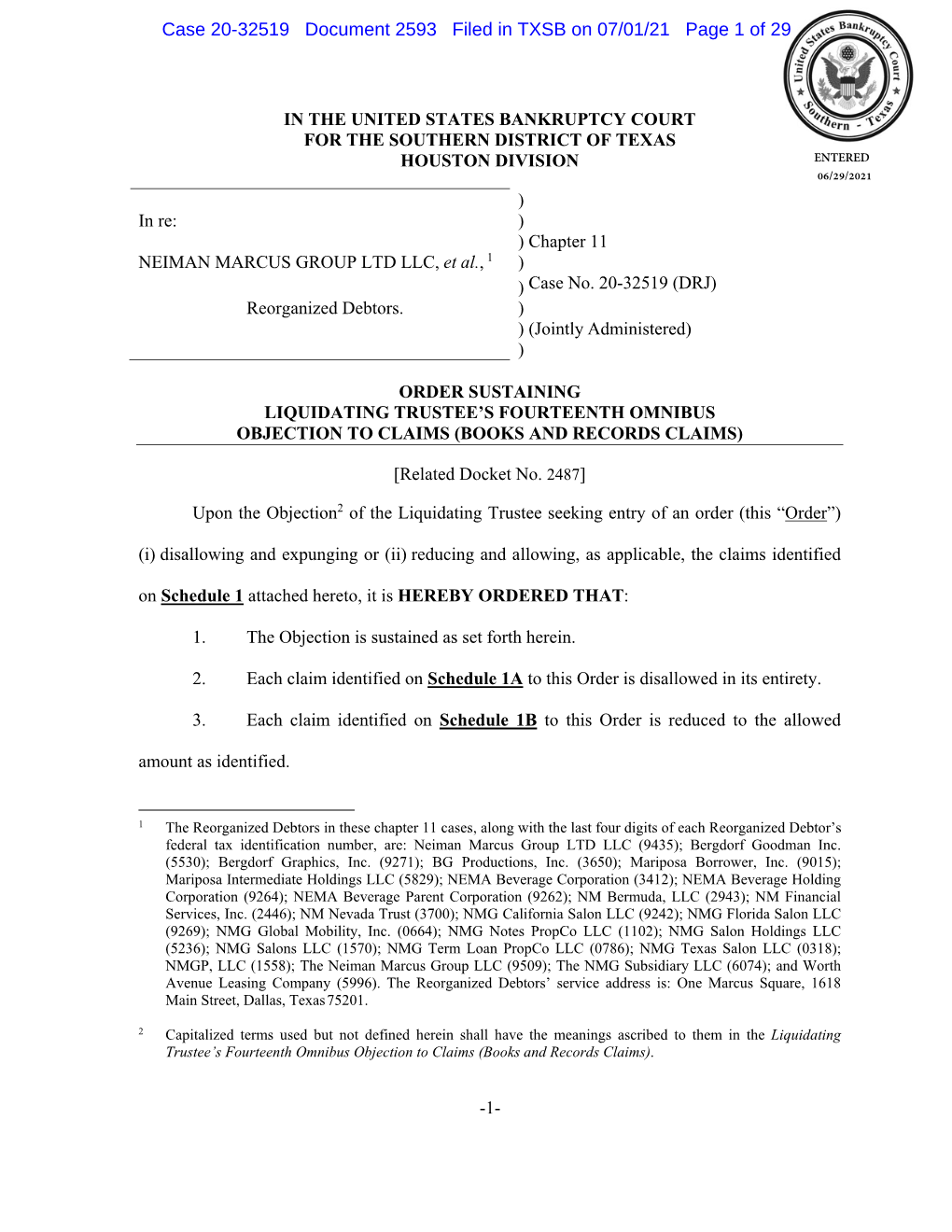 Case 20-32519 Document 2593 Filed in TXSB on 07/01/21 Page 1 of 29
