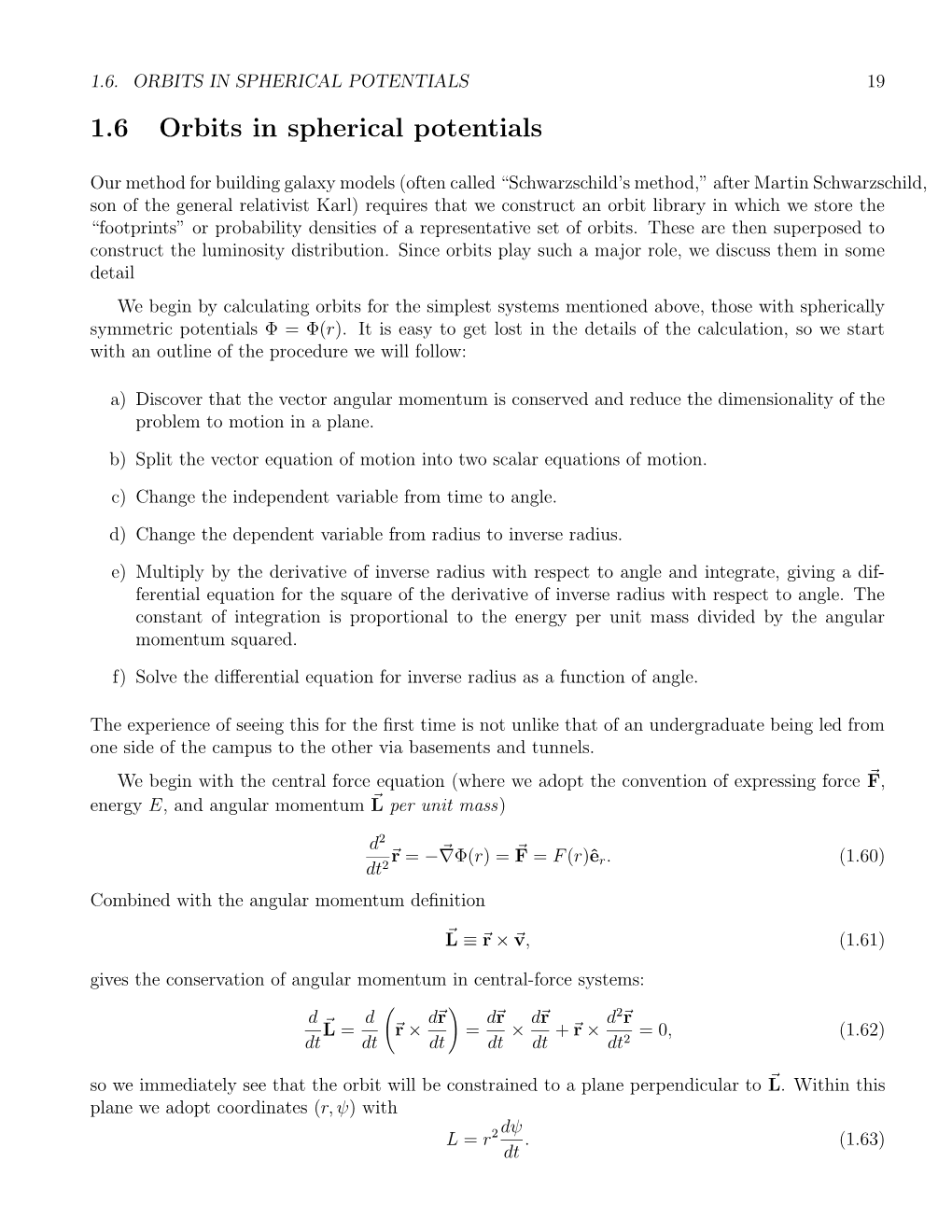 1.6 Orbits in Spherical Potentials