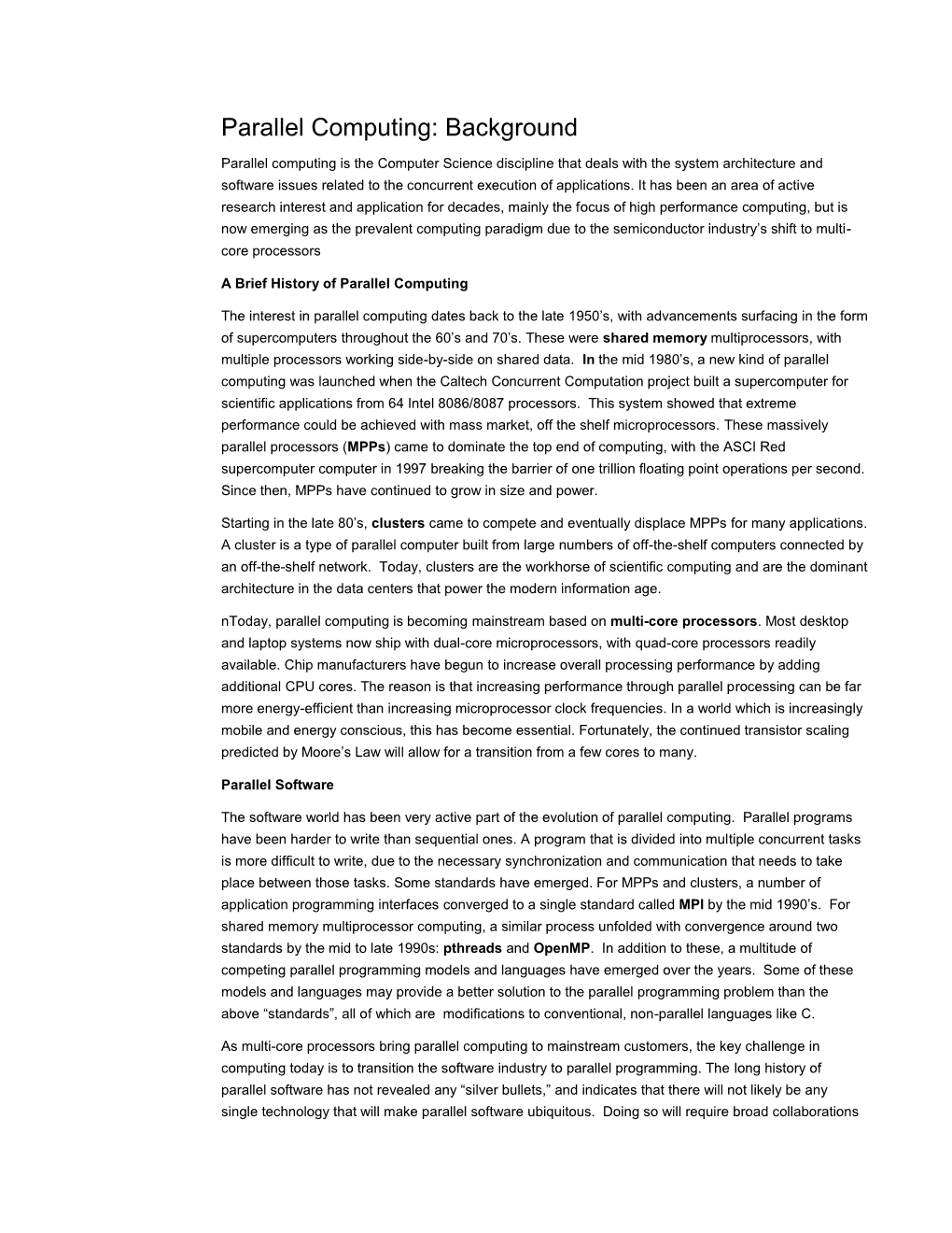 Parallel Computing: Background