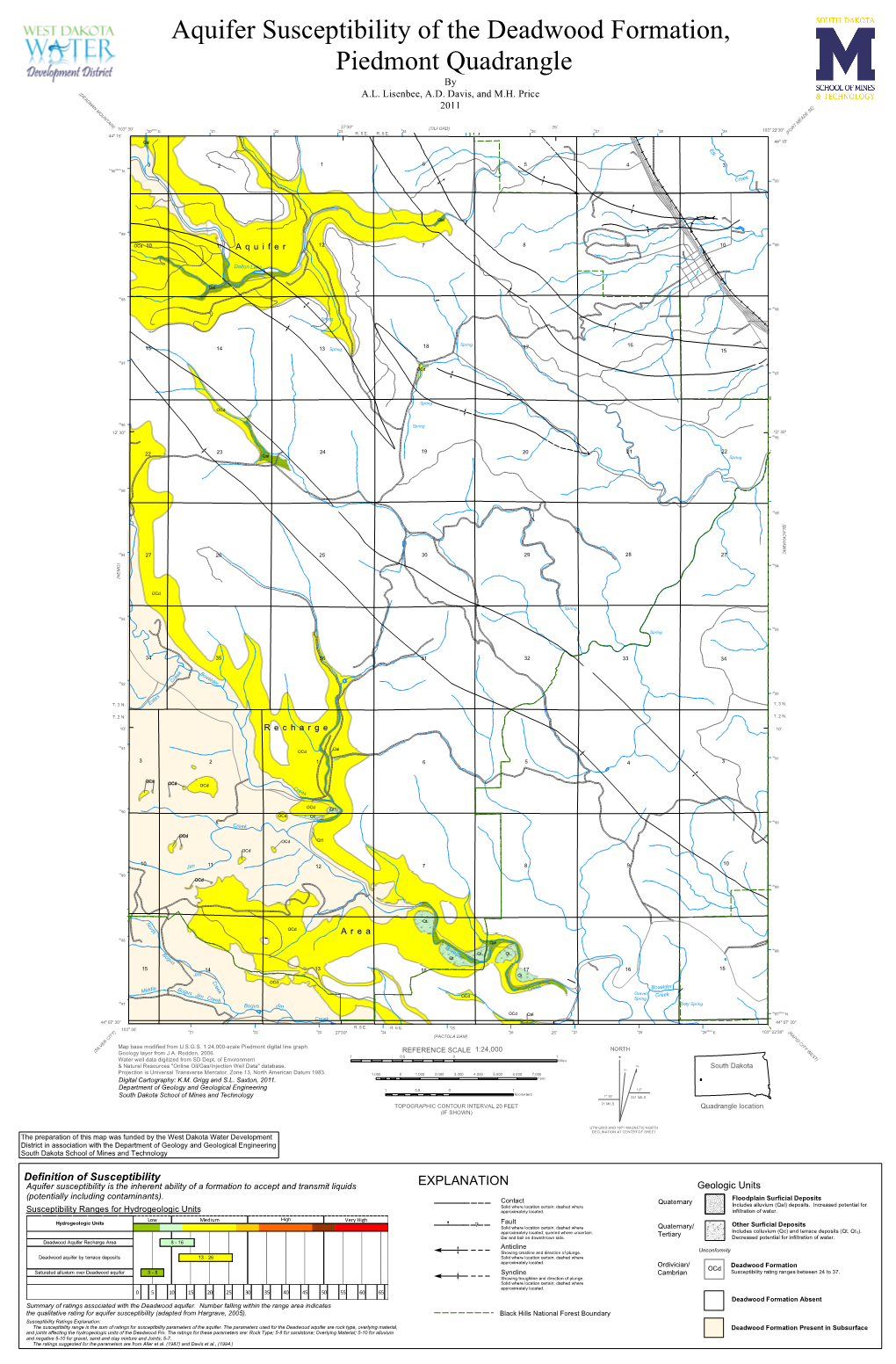 Aquifer Susceptibility of the Deadwood Formation, Piedmont Quadrangle By