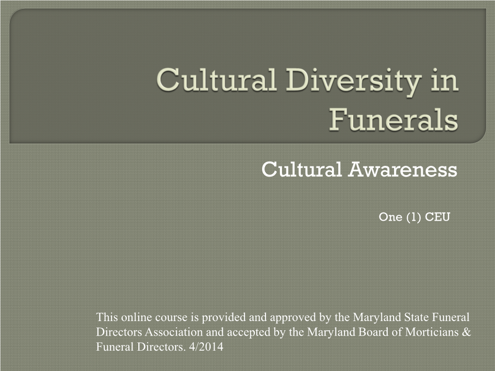 Cultural Diversity in Funerals