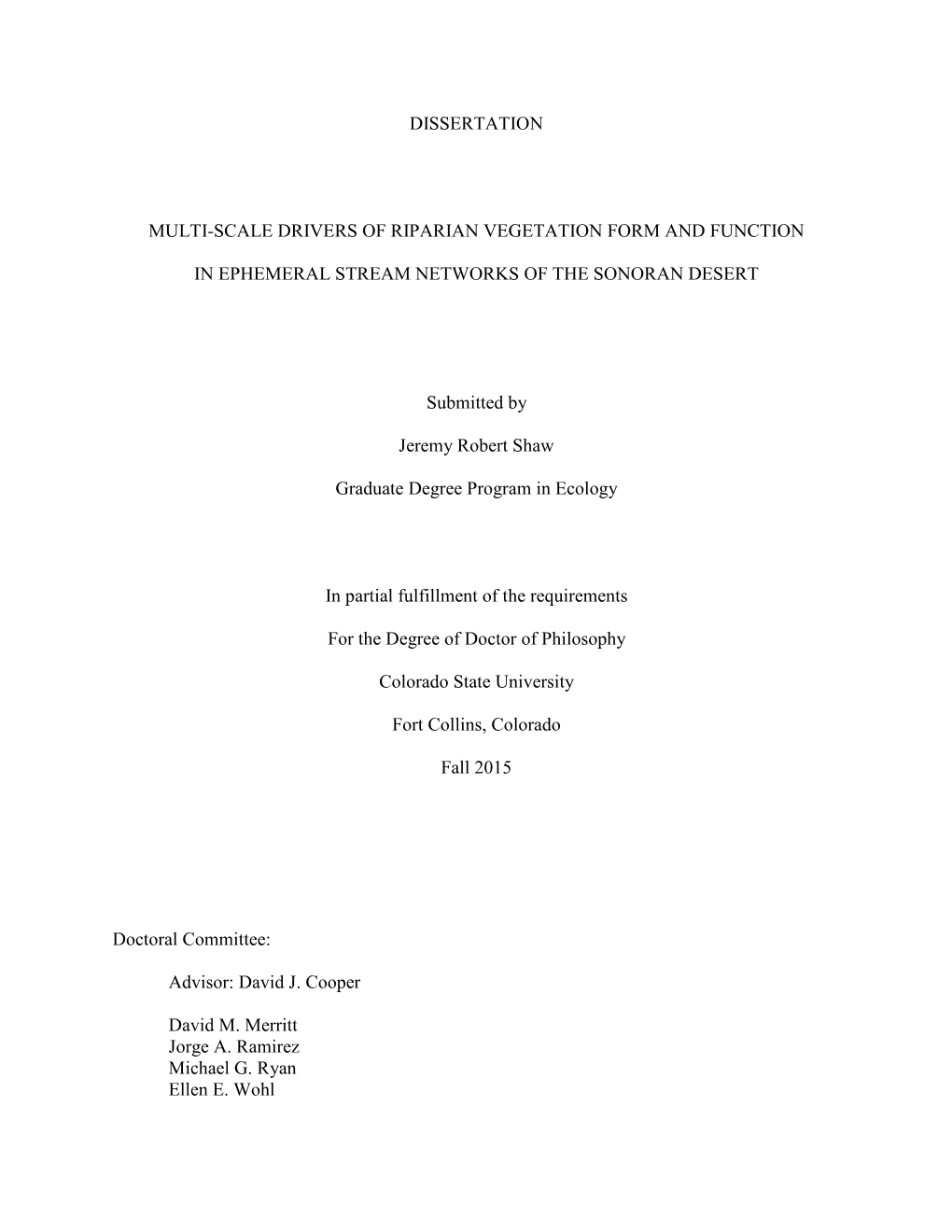 Dissertation Multi-Scale Drivers of Riparian