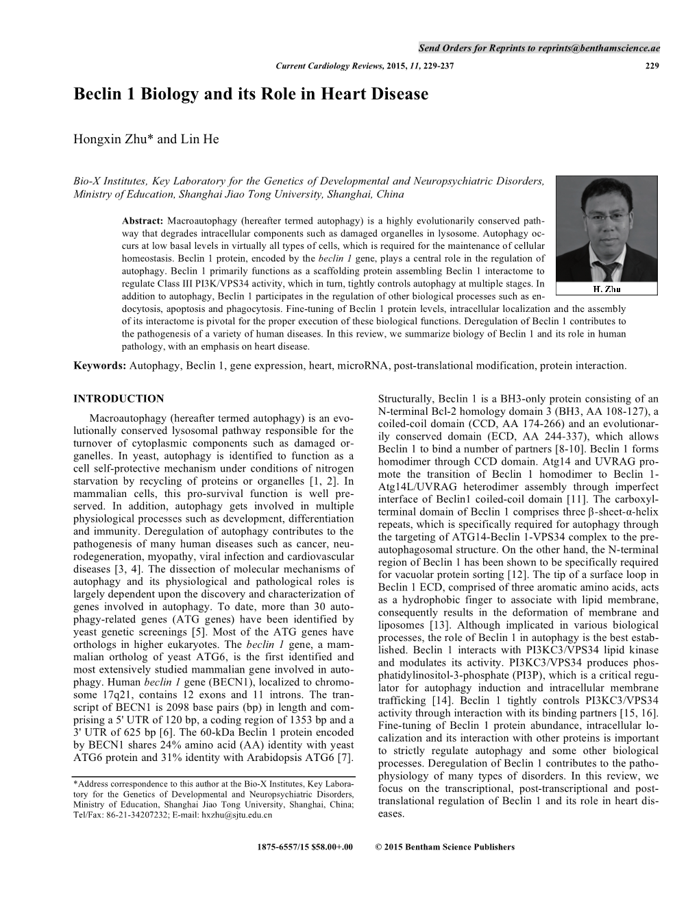 Beclin 1 Biology and Its Role in Heart Disease