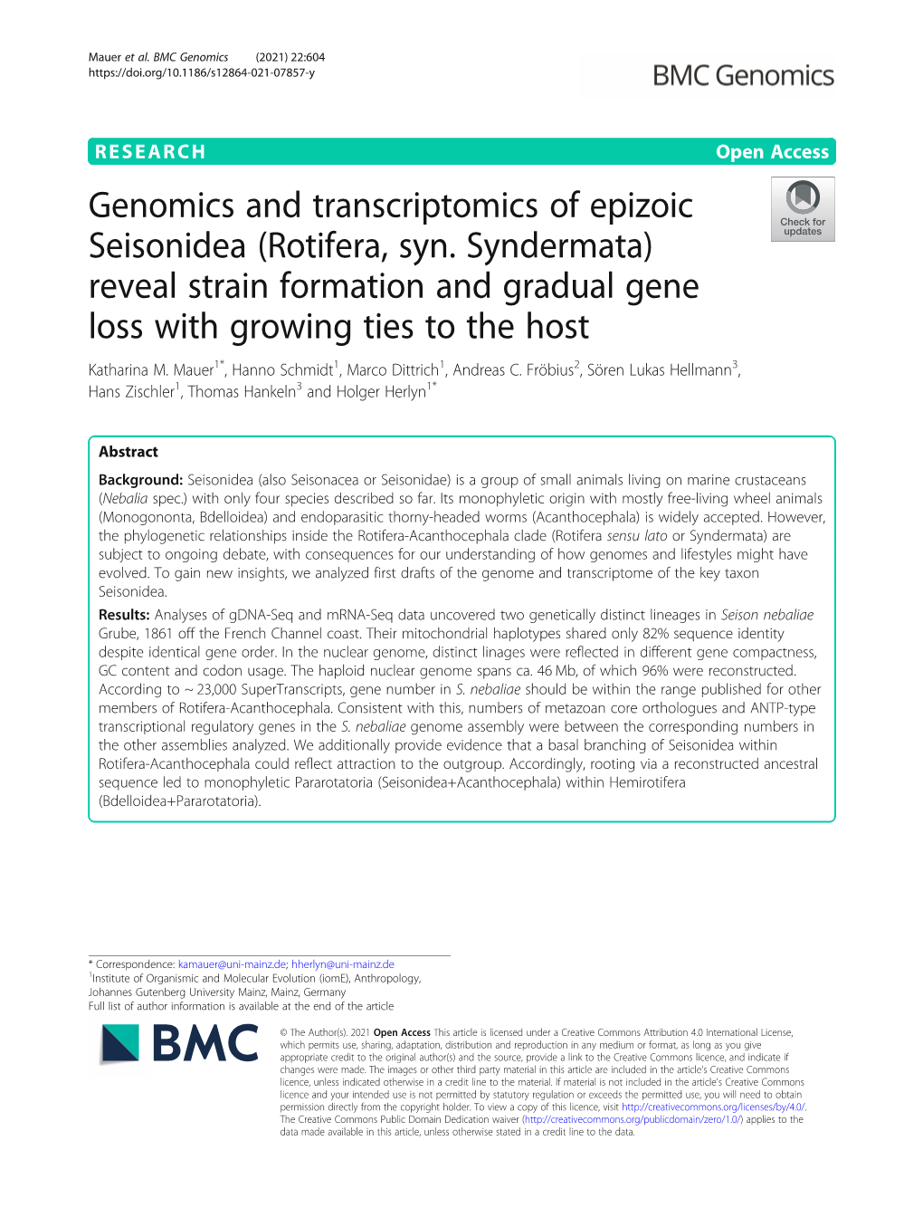 Rotifera, Syn. Syndermata) Reveal Strain Formation and Gradual Gene Loss with Growing Ties to the Host Katharina M