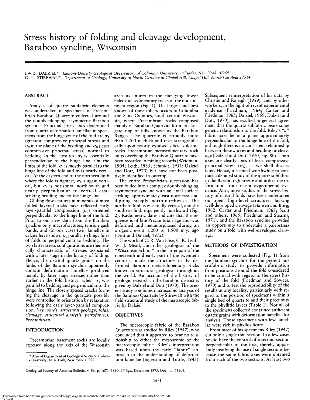 Stress History of Folding and Cleavage Development, Baraboo Syncline, Wisconsin