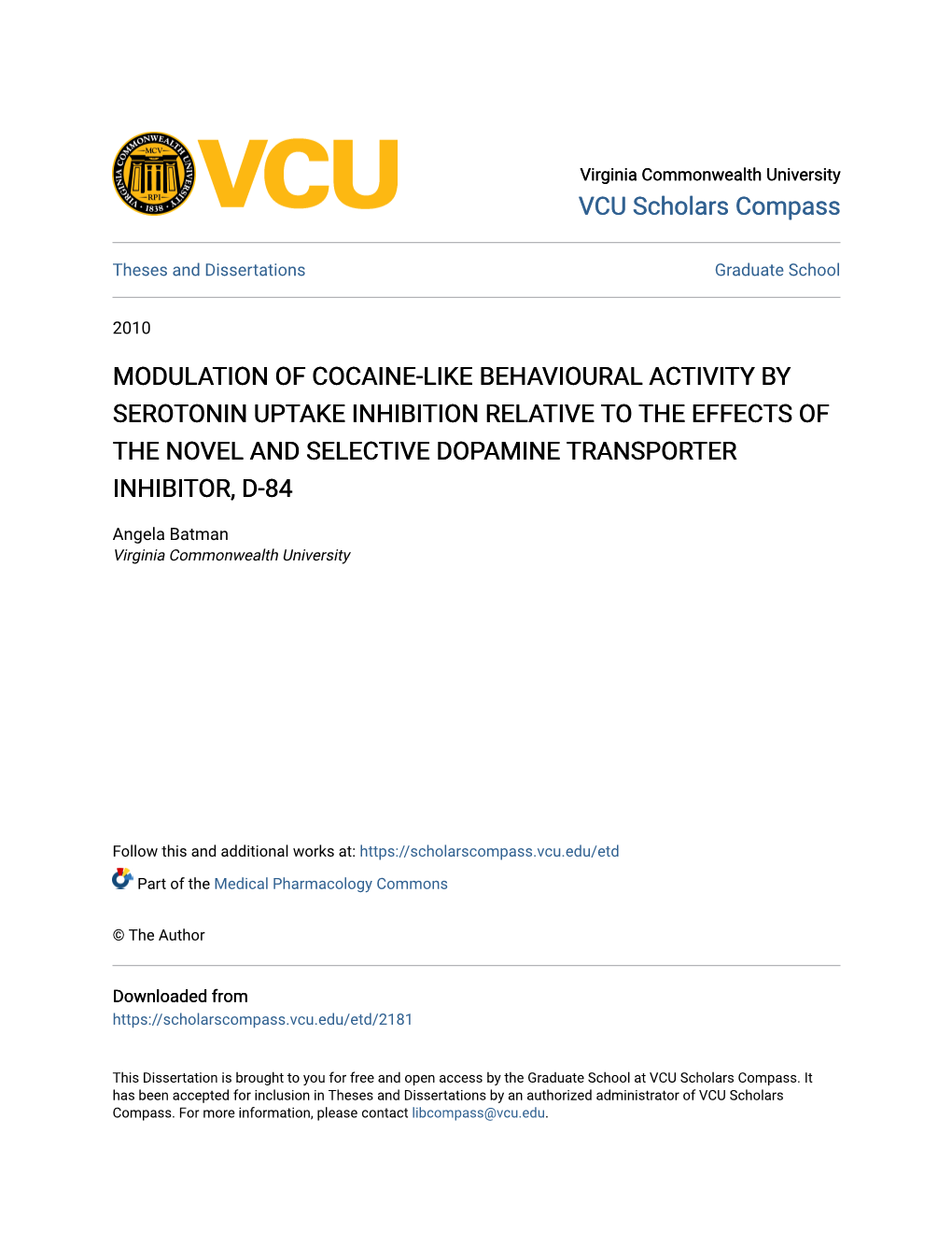 Modulation of Cocaine-Like Behavioural Activity By