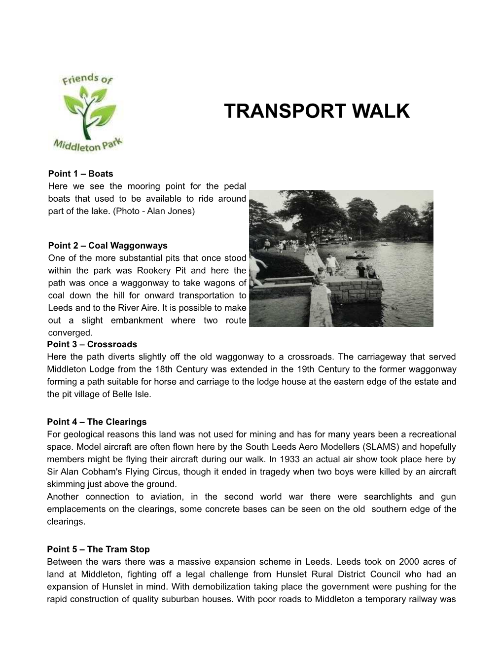 Kris's Transport Walk Notes and Map