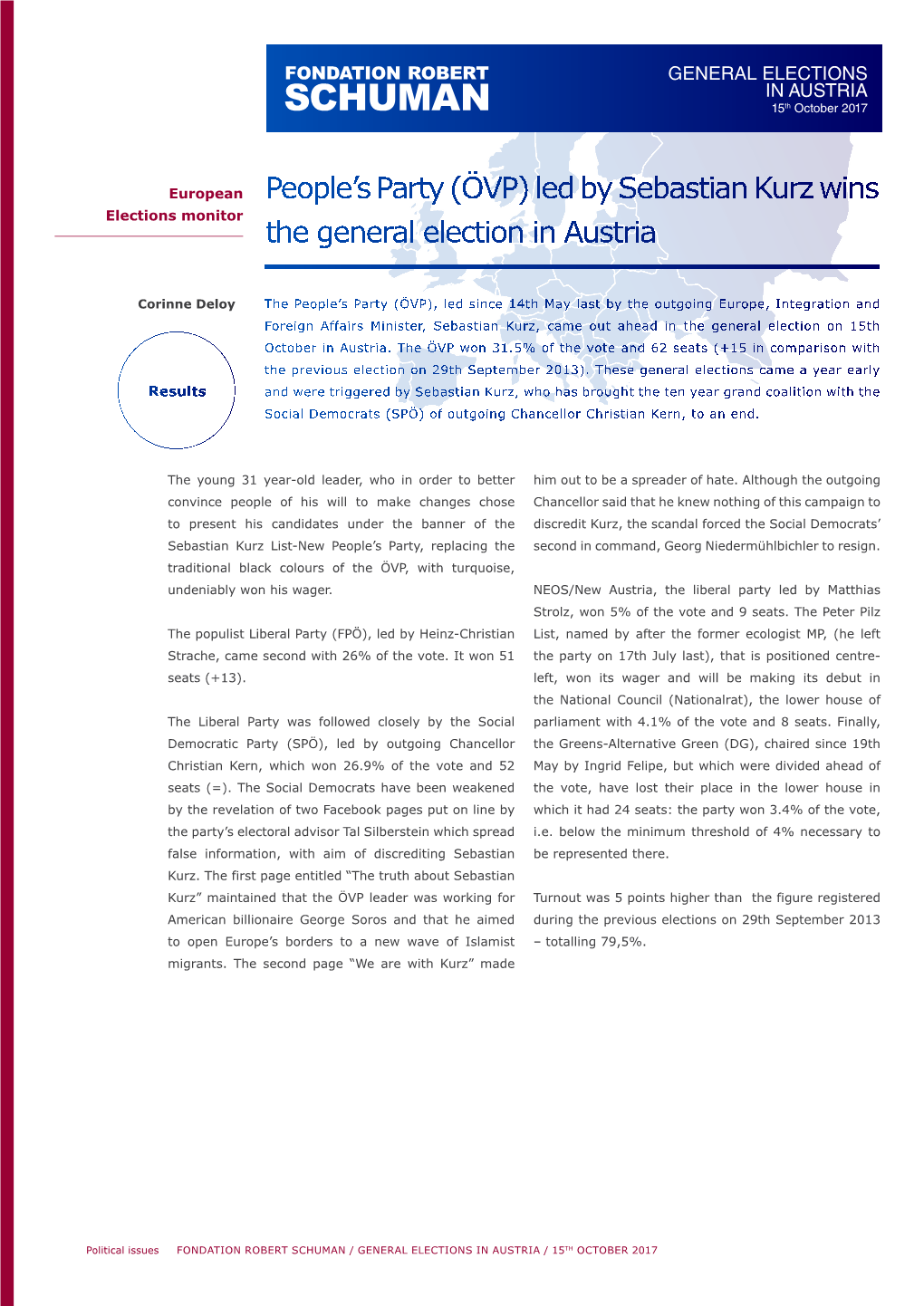 General Elections in Austria 15Th October 2017