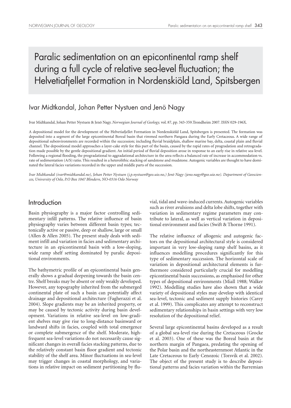 Paralic Sedimentation on an Epicontinental Ramp Shelf During a Full Cycle of Relative Sea-Level Fluctuation