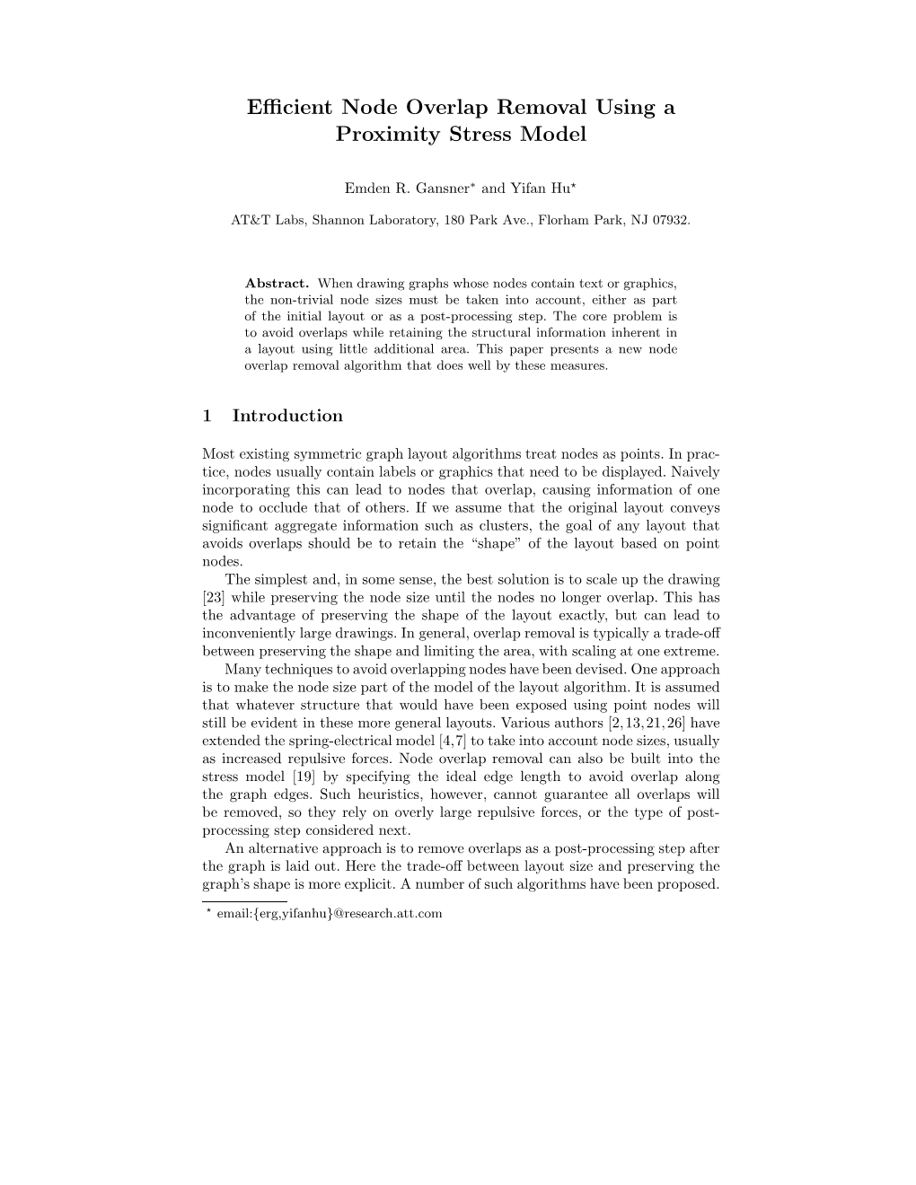 Efficient Node Overlap Removal Using a Proximity Stress Model