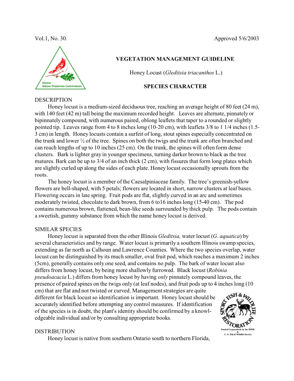 Vol.1, No. 30. Approved 5/6/2003 VEGETATION MANAGEMENT