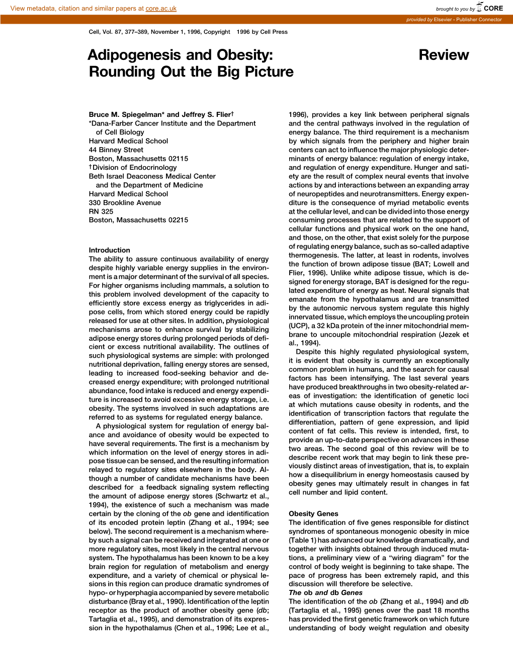 Adipogenesis and Obesity: Review Rounding out the Big Picture