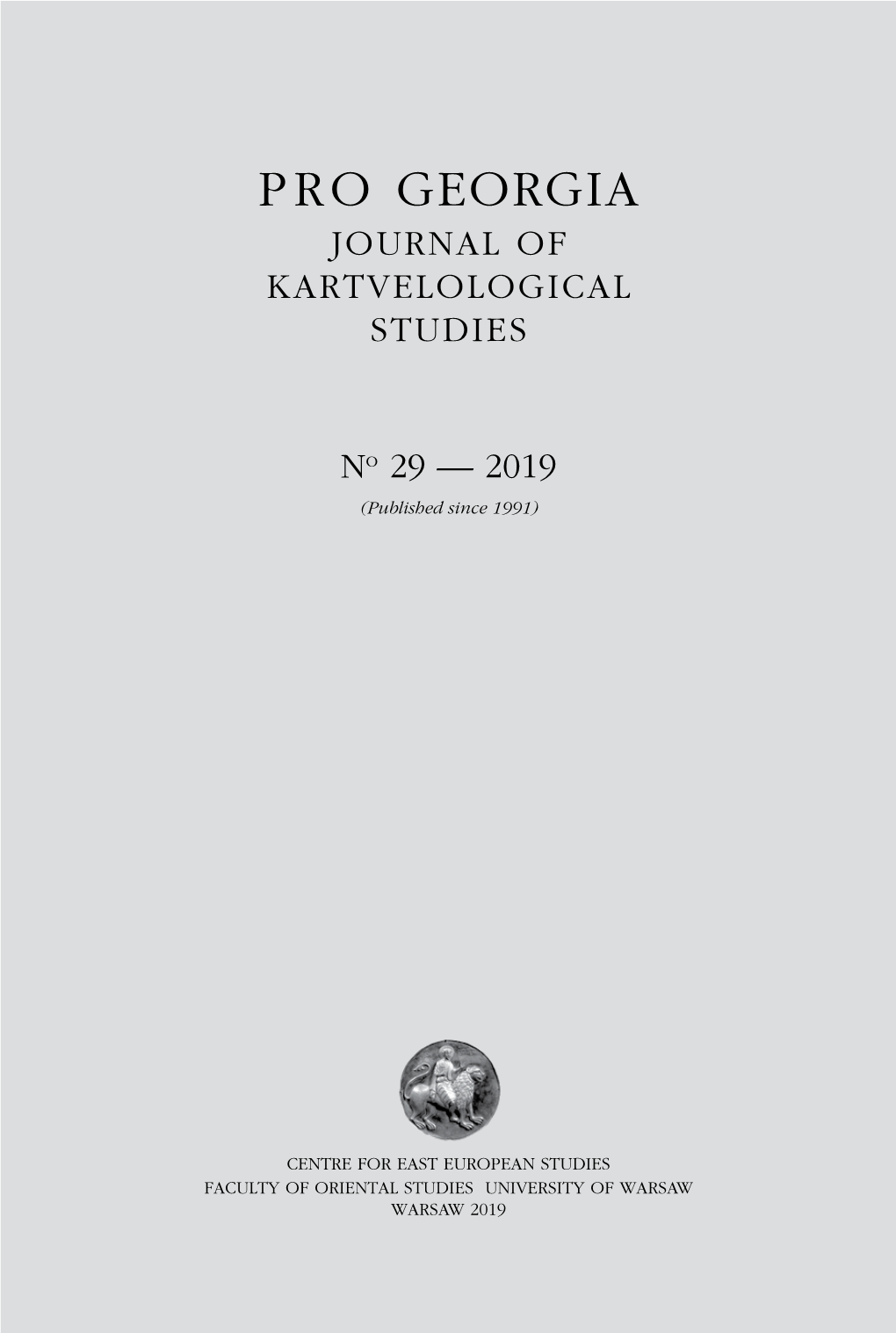 Pro Georgia Journal of Kartvelological Studies