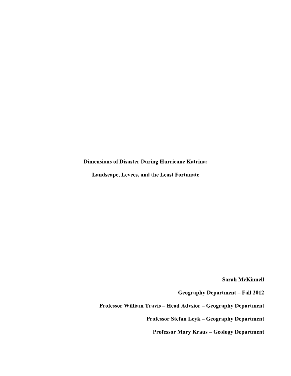 Dimensions of Disaster During Hurricane Katrina: Landscape