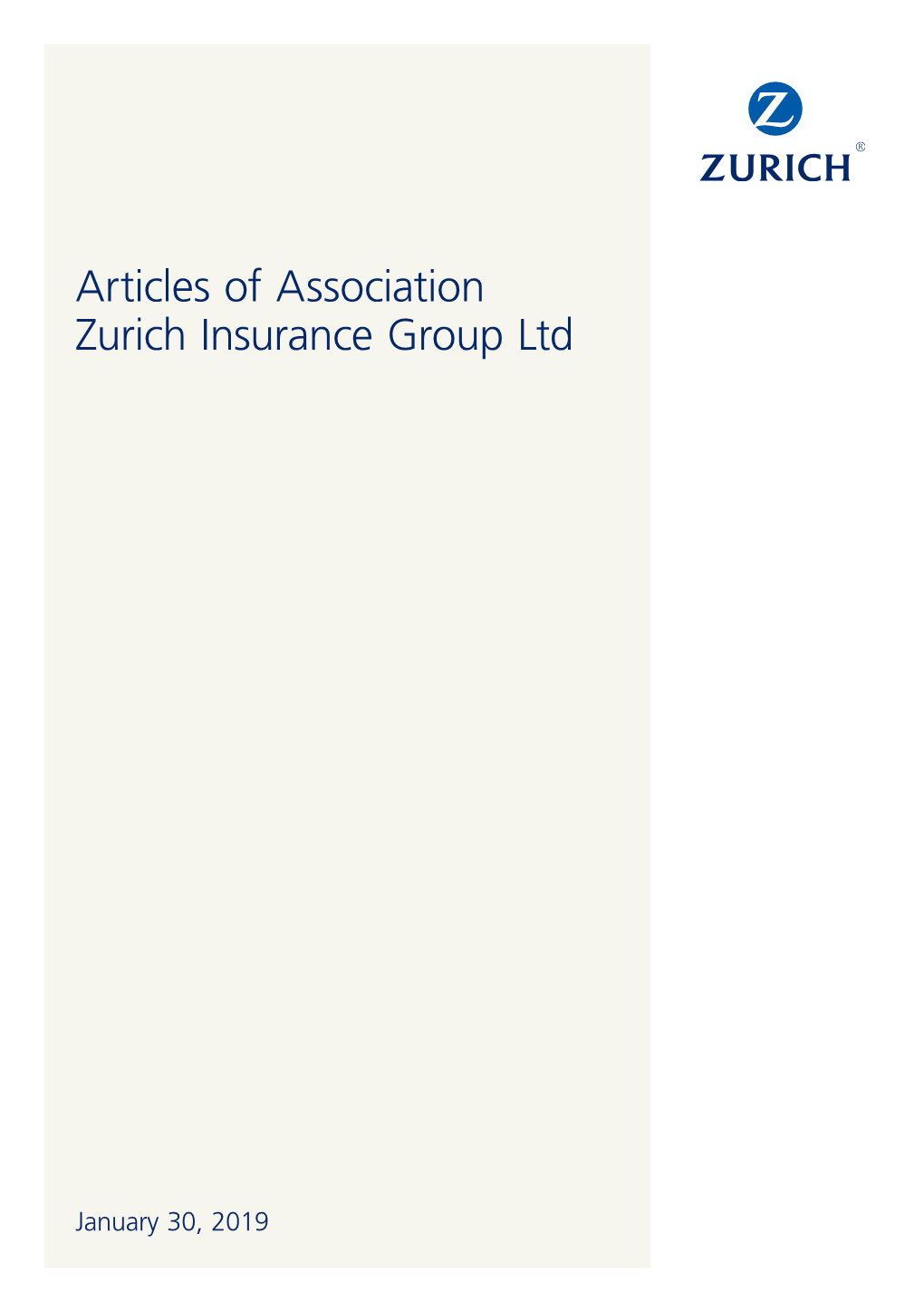 Articles of Incorporation Zurich Insurance Group Ltd 2019