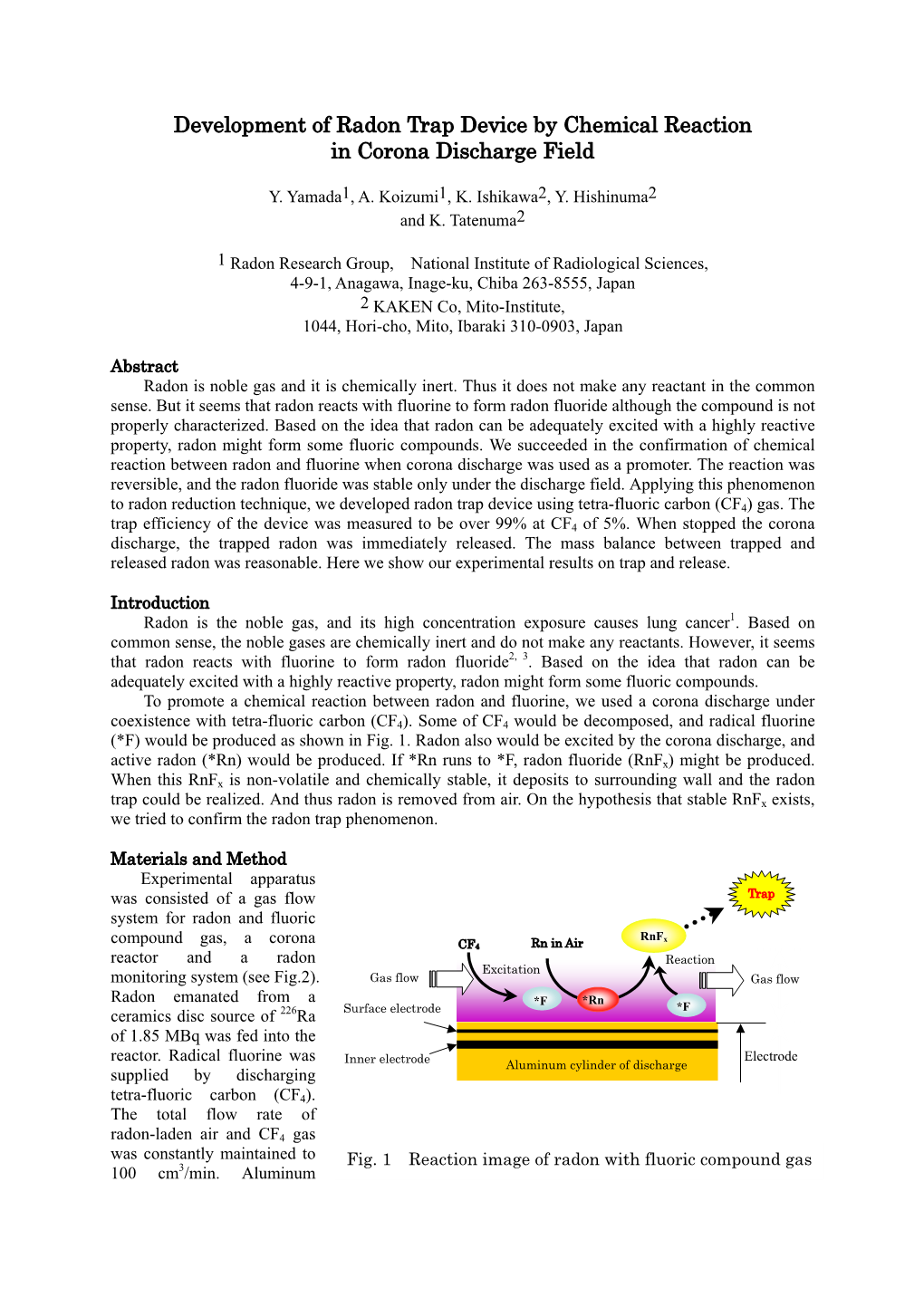 Development of Radon Trap Device by Chemical Reaction in Corona Discharge Field