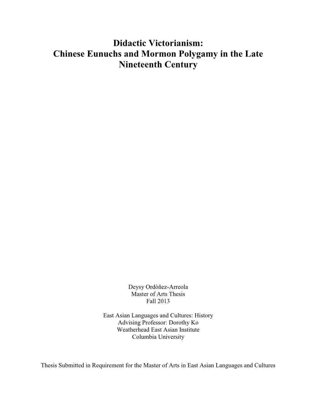 Chinese Eunuchs and Mormon Polygamy in the Late Nineteenth Century