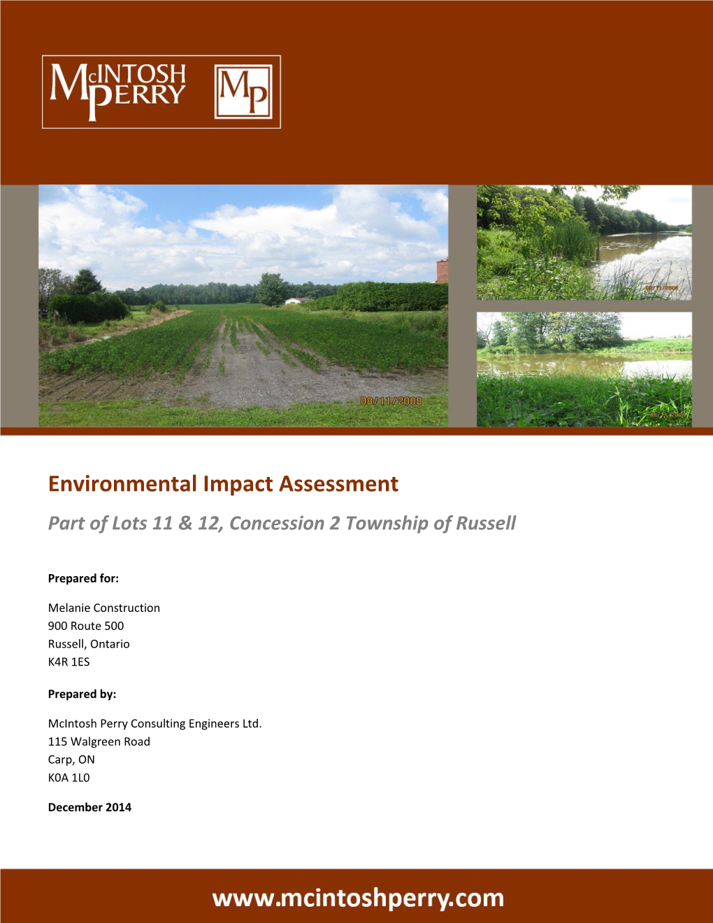 Environmental Impact Assessment Part of Lots 11 & 12, Concession 2 Township of Russell