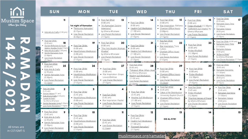 Ramadan 1442/2021 Calendar