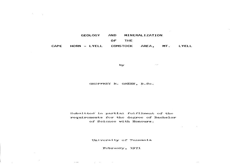 Geology and Mineralization of the Cape Horn