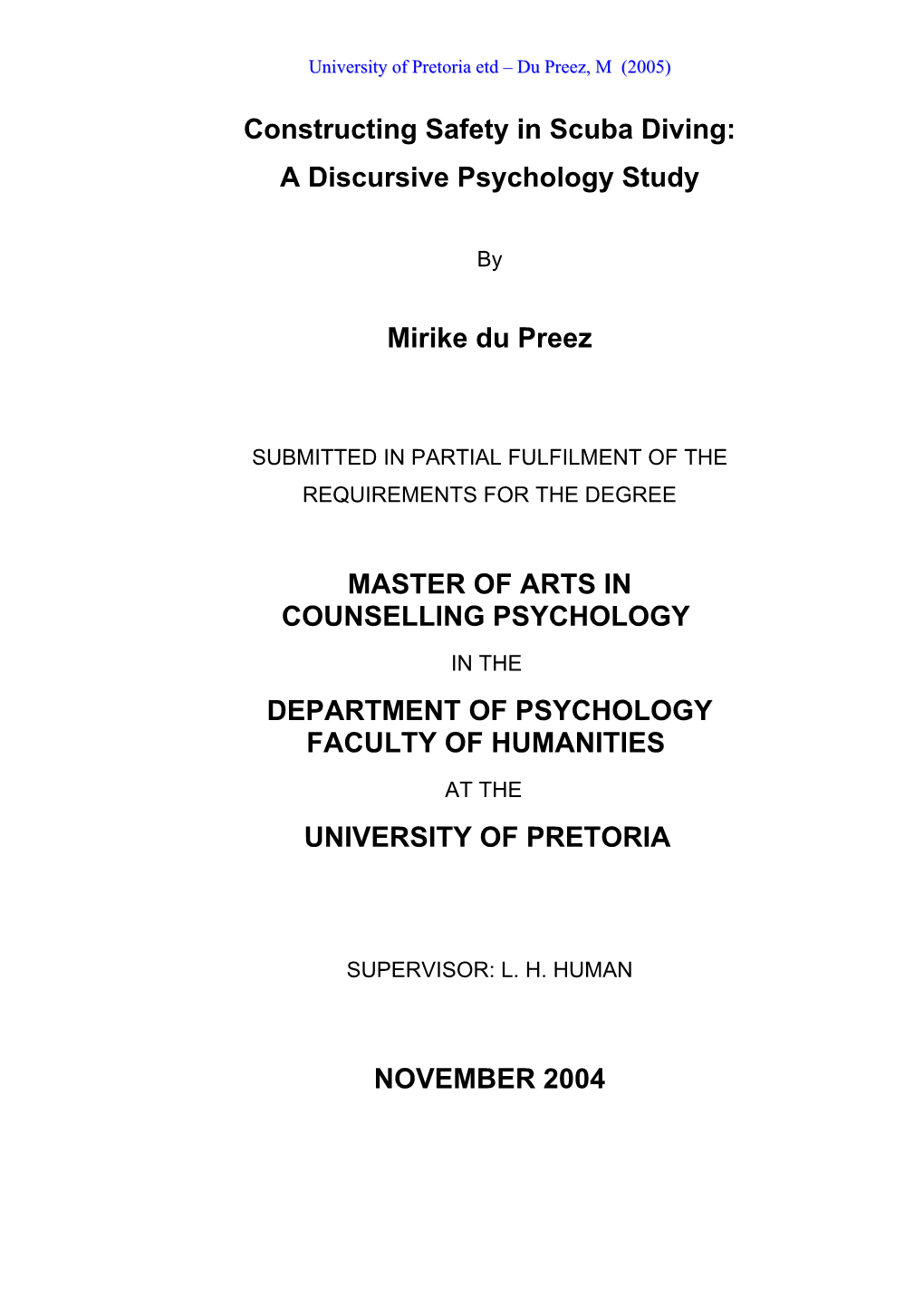 Constructing Safety in Scuba Diving: a Discursive Psychology Study