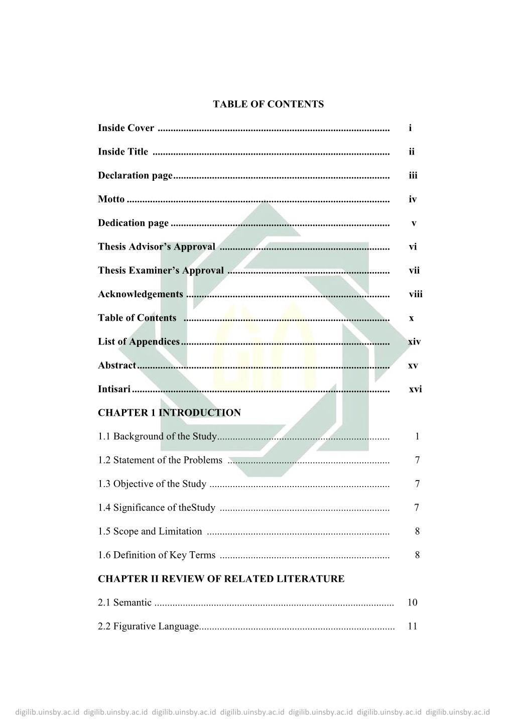 Table of Contents