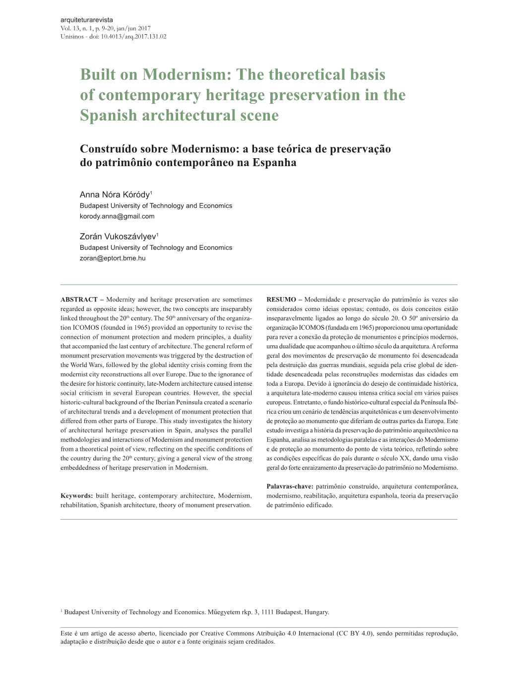 Built on Modernism: the Theoretical Basis of Contemporary Heritage Preservation in the Spanish Architectural Scene