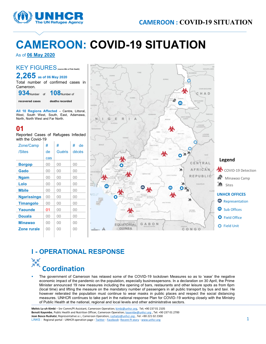 CAMEROON: COVID-19 SITUATION As of 06 May 2020